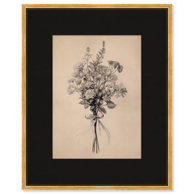 Delicate Graphite Bouquet II Canvas Print Botanical Art by Art Remedy
