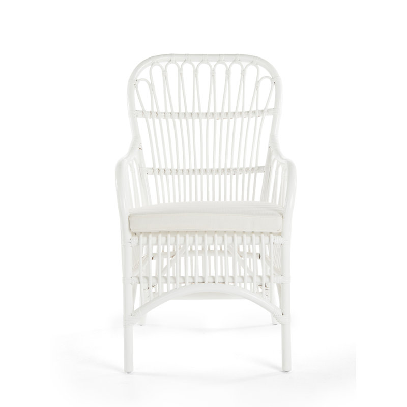 Aindriu 19'' H Cotton Upholstered Armchair, White