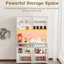 Armoire de rangement pour garde-manger de 71 po de hauteur avec prise de courant et lumière DEL, grande armoire de cuisine avec 2 tiroirs et 8 portes-529342615