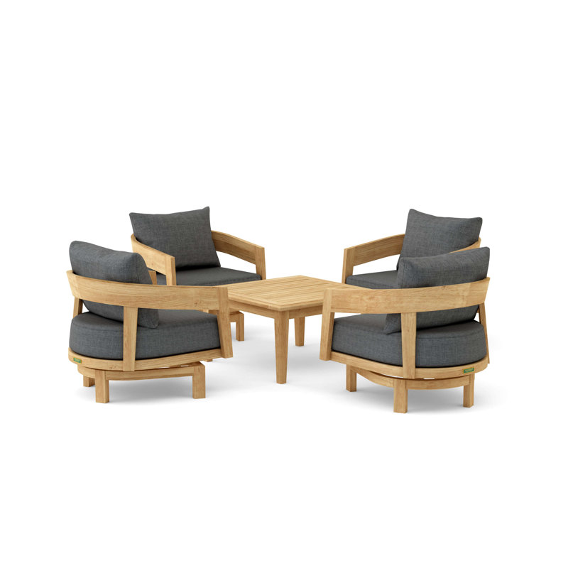 Outdoor 5 - Piece Teak Conversation Set, Gray