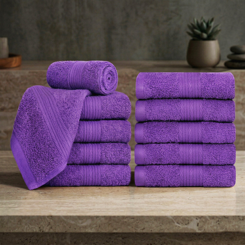 Gant de toilette 100% coton 12 x 12 pouces très absorbant, Mauve