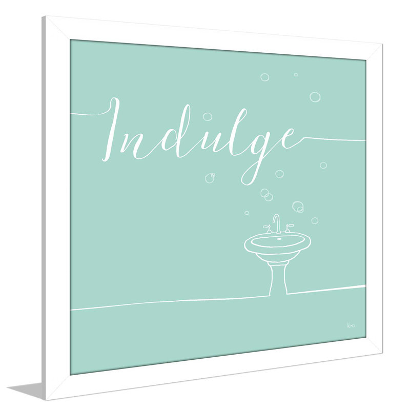 «Underline Bath VII Teal», art textuel, Cadre blanc, H 31,5 po x l 31,5 po x P 1 po