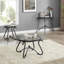 Table basse à surface en verre trempé avec construction robuste pour le salon (noir rustique)