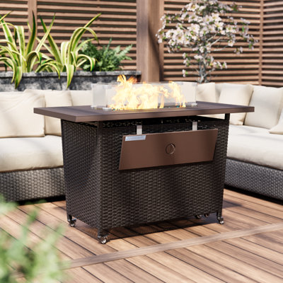 Rectangle Iron Propane Smokeless Fire Pit Table with Hidden Fuel Tank