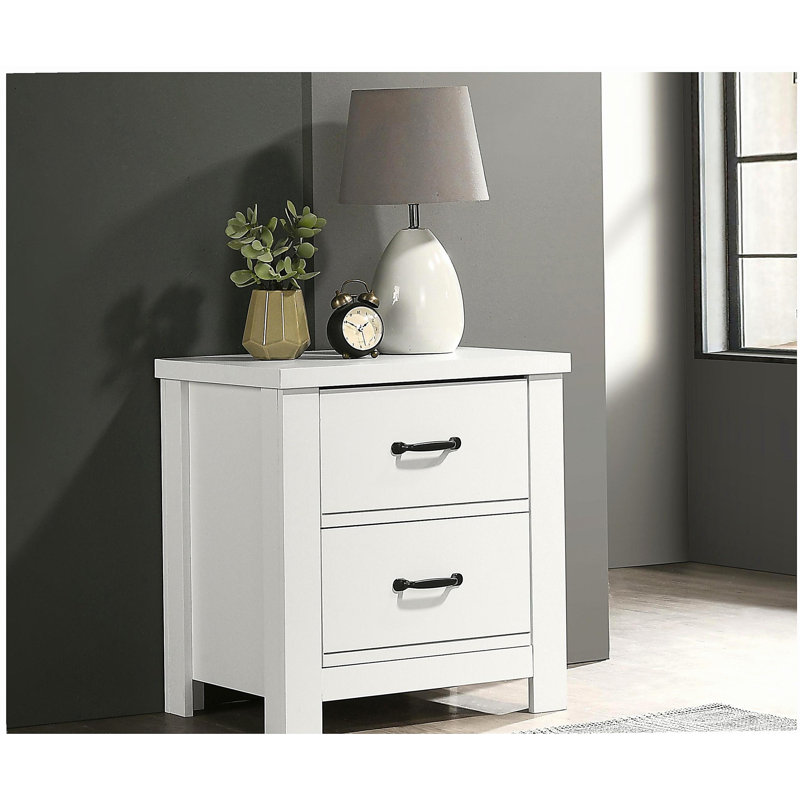 Table de chevet blanche à 2 tiroirs l 21,5 po Cosmo