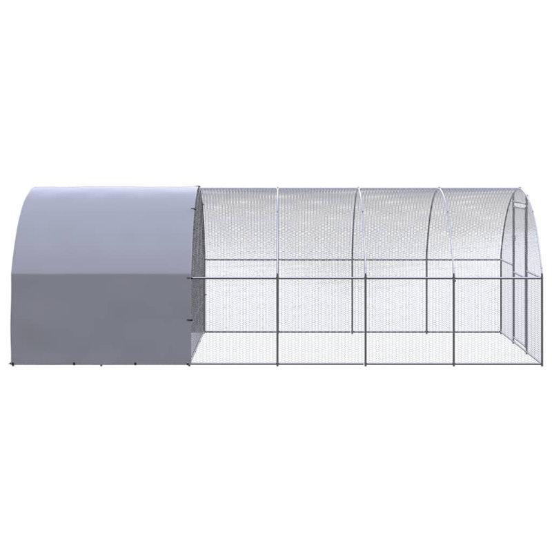Poulailler en acier galvanisé gris et argent