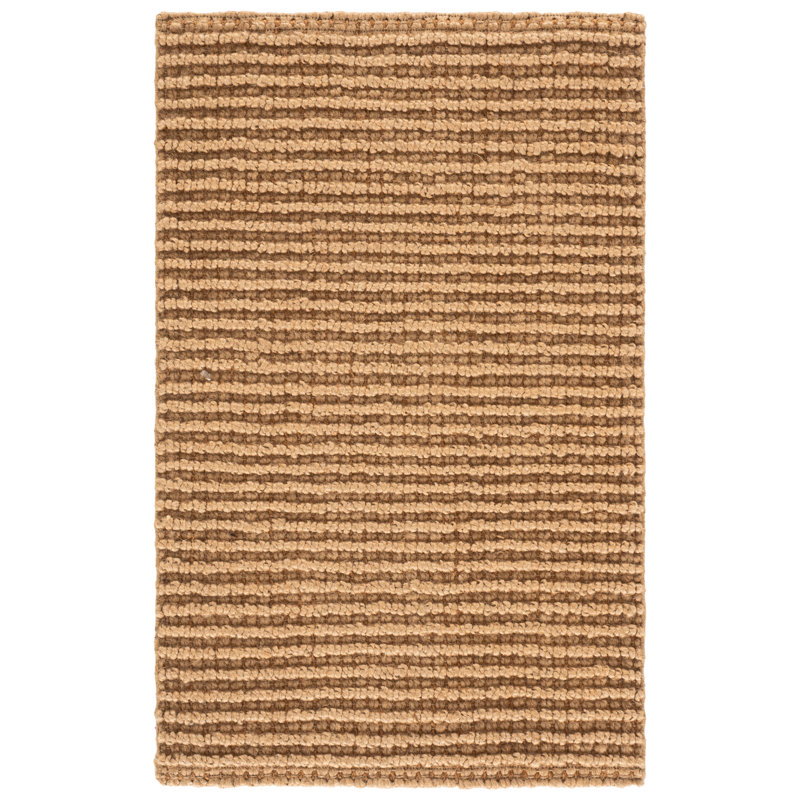 Jute tissée à la main en fibre naturelle 740; Tapis rayé Coir, Rectangle 9 pi x 12 pi