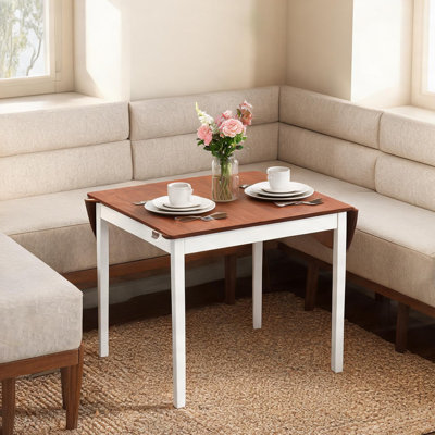 Solid Pine Dining Table for Dining Room, 55-Inch Drop Leaf Design, Seats 4 to 6, Folds to 31.5 Inches