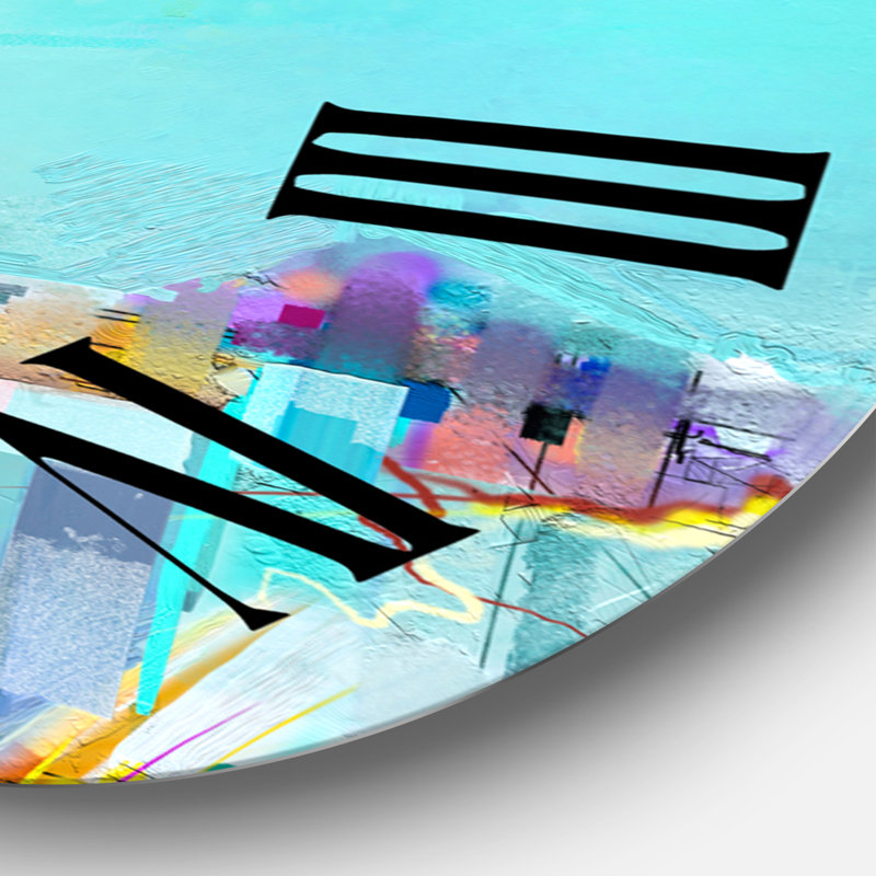 Abstrait paysage marin coloré IV - horloge murale moderne, Grand