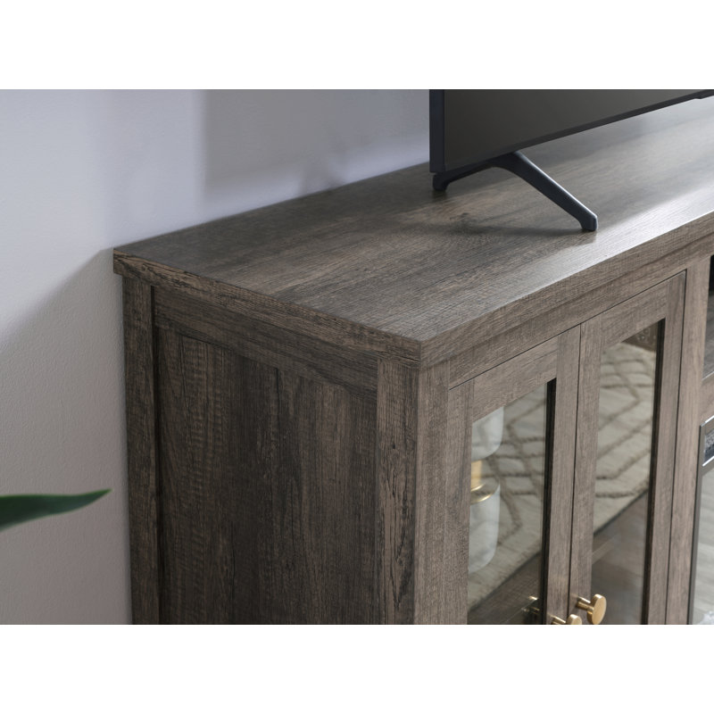 Ellington 70"W Gray Walnut Finish Fireplace Tv Stand Console With Heater, Led Light, Cabinets, Shelves, Gray