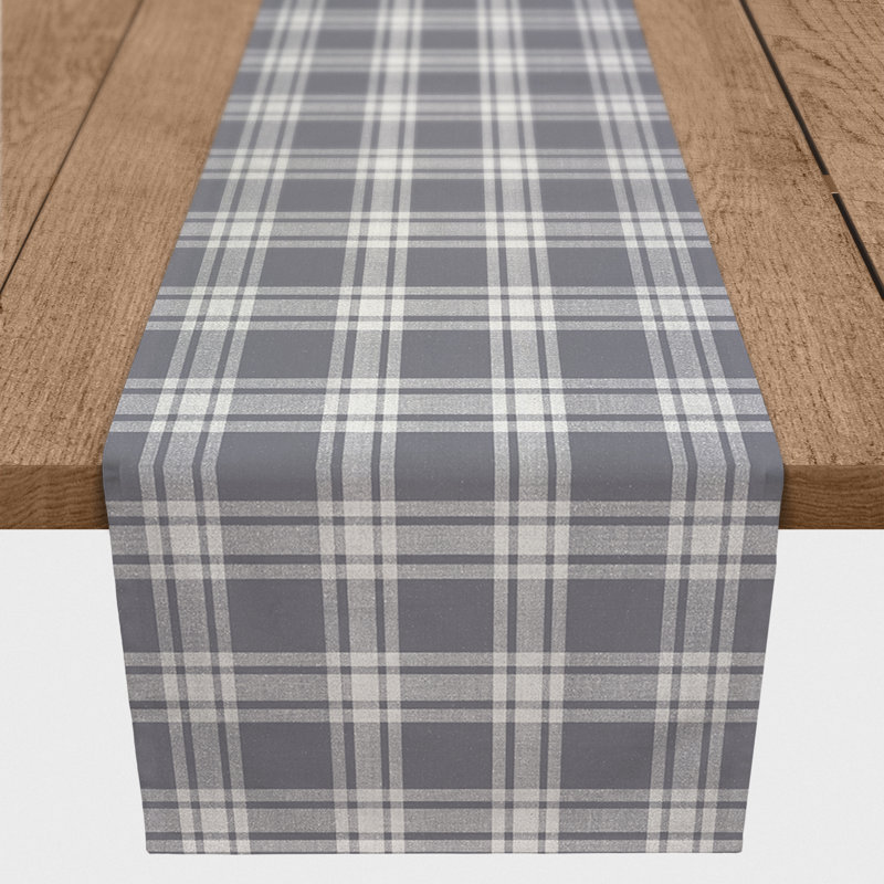 Chemin de table Koziol, 90 po x 16 po, Gris foncé, Plaid