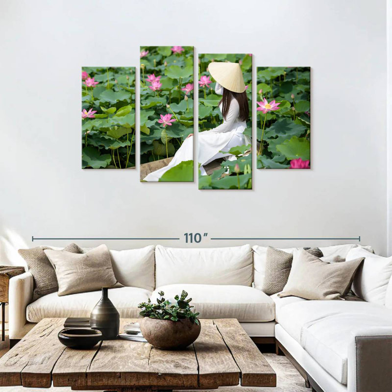 Leisha Lotus Pond Lady, 48" H x 75" W