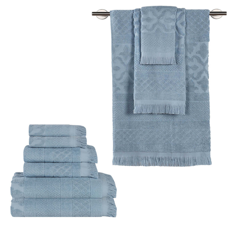 Serviette de bain Rolla, Bleu, Ensemble de serviettes 9 pièces