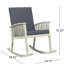 Chaise berçante rembourrée rustique en bois massif gris avec coussins de siège pour les loisirs