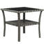 Table basse grise avec rangement extérieur, plateau en verre trempé, table d'appoint carrée avec rangement en aluminium, PE