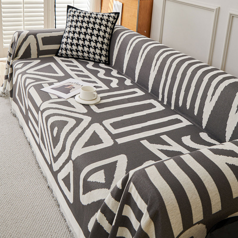 Housse pour canapé modulaire Boho Chenille, H 71 po x l 150 po x P 0,1 po,  Gris foncé