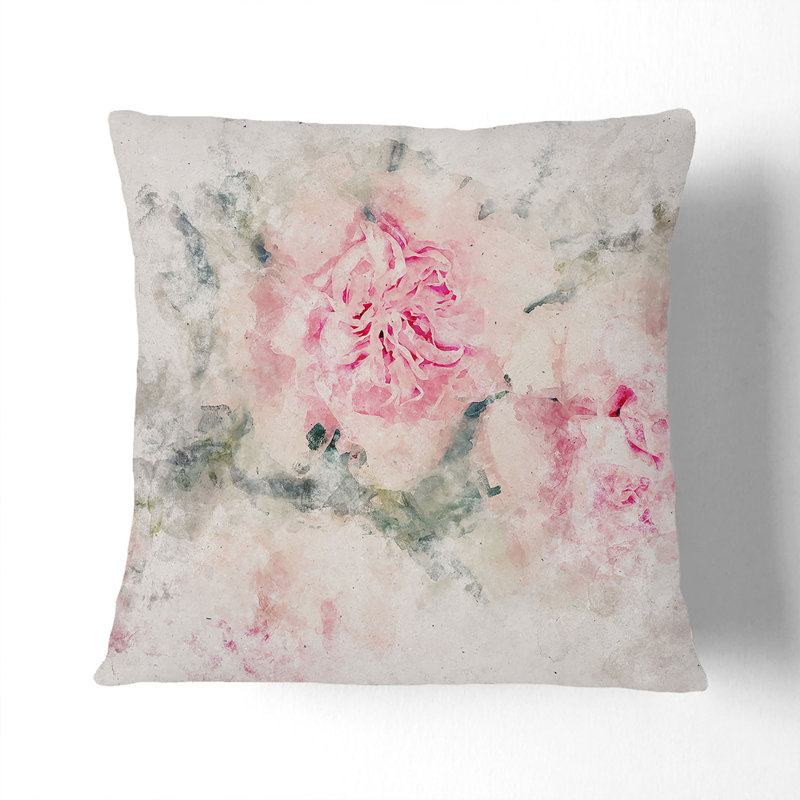 Floral Square Throw Cushion, 40cm H x 40cm W x 15cm D, Black
