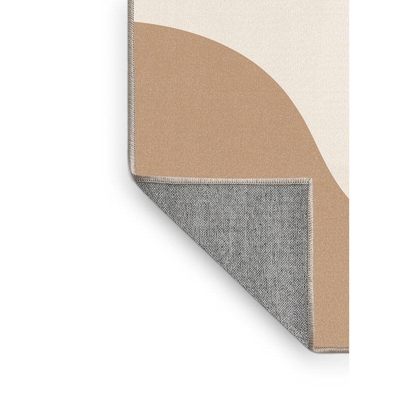 Tapis beige lavable à la machine - minimaliste Arverne, Carré 3 pi