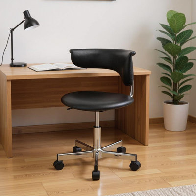 Chaise de bureau de conférence pivotante à hauteur ajustable noire et argentée