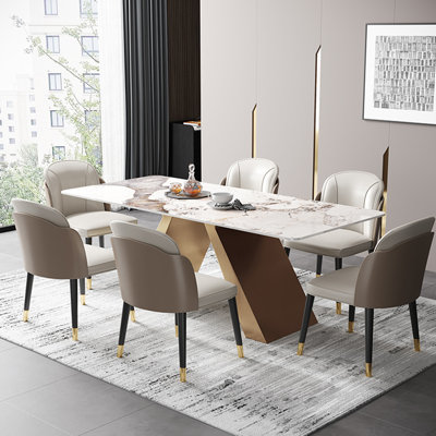 Nordic style luxury rectangular dining table sets