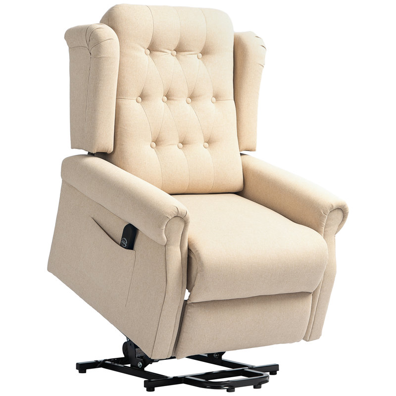 Bamir Power Lift Recliner Armchair with Wingback Button Tufted, Beige