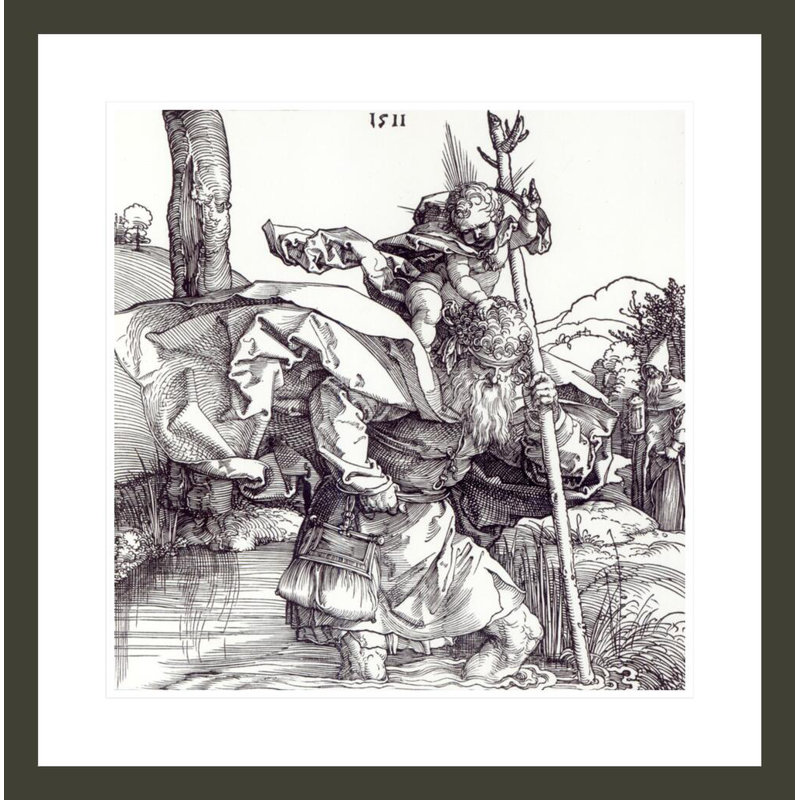 Saint-Christ portant le Christ Infantile par Albrecht Dürer - Impression sur toile, H 23,76 po x l 23,5 po