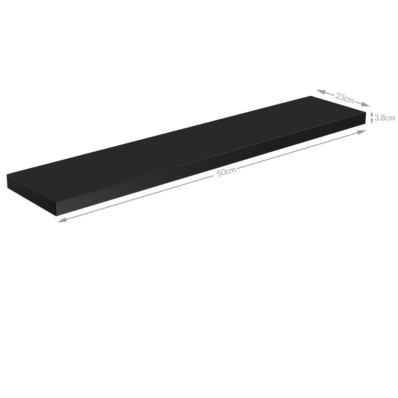 Mehta Floating Shelf, Matte Black, 3.8cm H x 50cm W x 23cm D