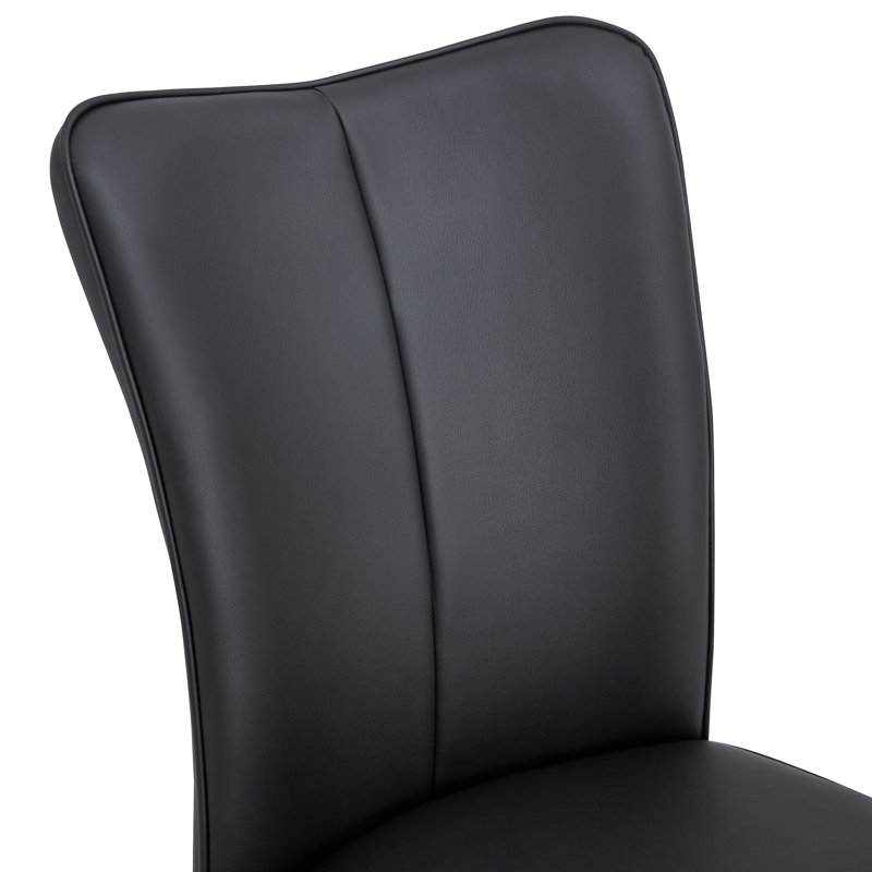 Chaise rembourrée en similicuir, Noir, Silver