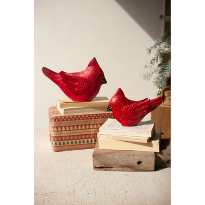  Festive Metal Christmas Cardinals 2 x Set Of 2 – 8.25" H Rustic Decorative Tabletop Mantel Accent