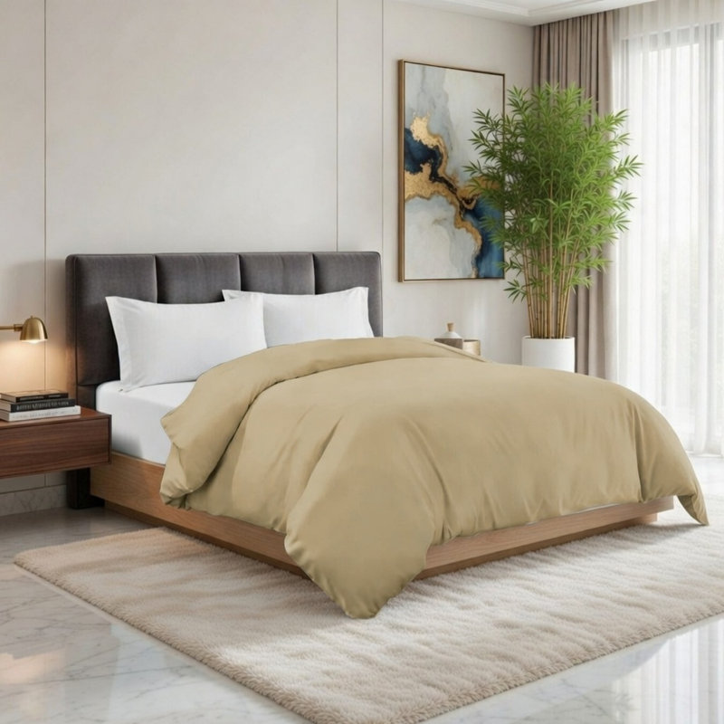 Luxury Bamboo Duvet Cover, Ultra-Soft & Cooling Bamboo Blend, Machine Washable, Taupe, Twin