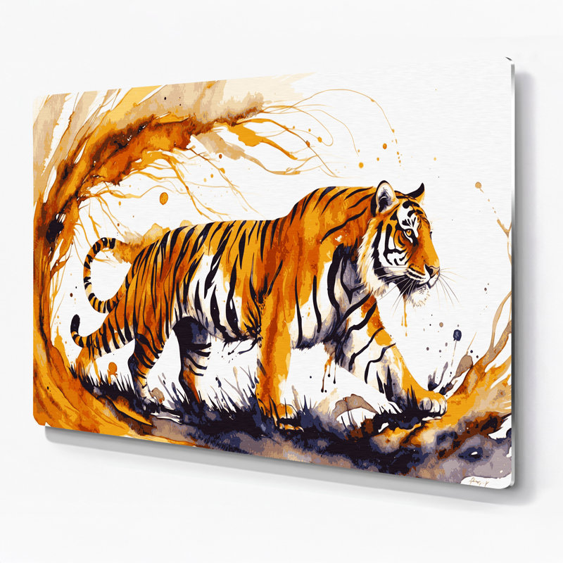 «Big Cats», art mural beige en tigre doré, H 8 po x l 10 po