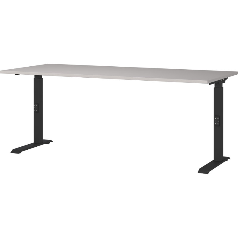 Bonares Adjustable Metal Base Desk, 91cm H x 180cm W x 80cm D, in Grey