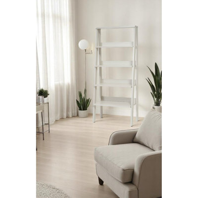 Étagère de rangement moderne à 5 niveaux Furnish Home Store Otavio, bibliothèque à cadre en bois pour petits espaces dans votre salon, bibliothèque de mobilier de bureau, gris