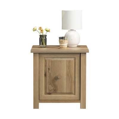 Table de chevet avec tiroir à glissement lisse et tablette ouverte, finition brune