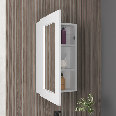 Armoire à pharmacie à miroir étroit H 25,7 po x l 15,7 po pour salle de bain et trousse - Blanc, peu encombrante, 3 tablettes à l'intérieur, porte à miroir, installation facile, cuisine de salle de bain en blanc, tablette intérieure, magnifique