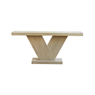 66" L Modern X-Leg Console Table With Solid Wood Veneer, Sturdy Entryway Hallway Table For Small Space, Mid-Century Narrow Sofa Table With Geometric Design & Wide Top, Oak Wash