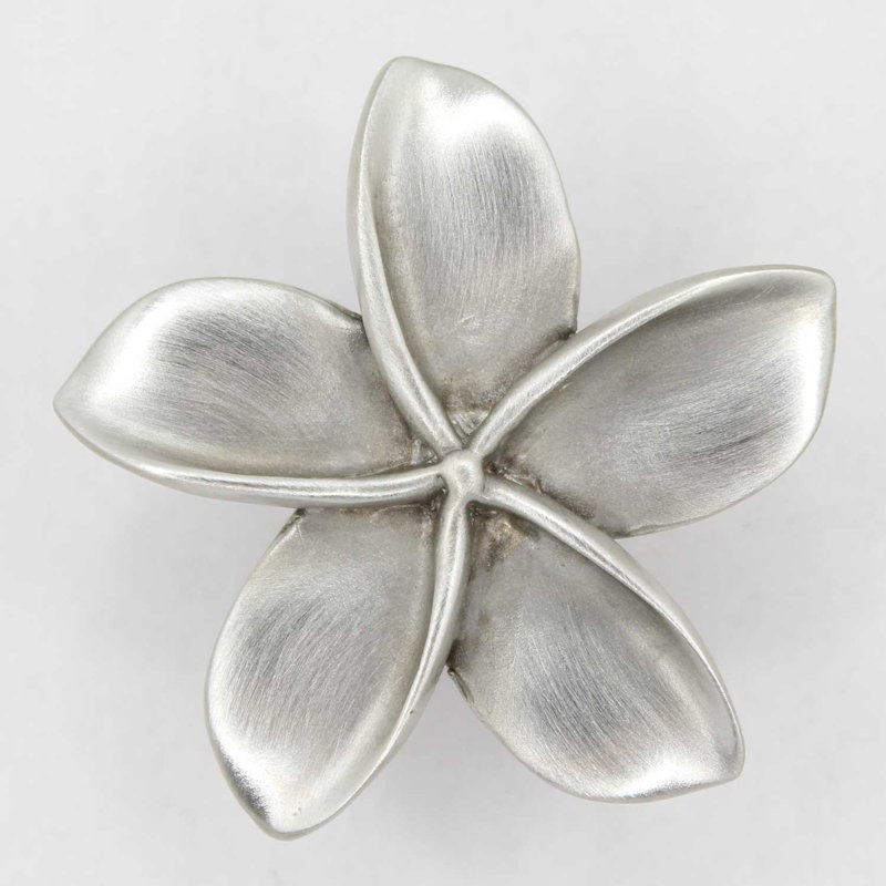 2" Plumeria Flower Medium Knob, Brushed Nickel, 1.75" L x 1.75" W, 2