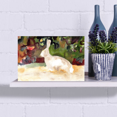 Contemporary Art Contemporary Abstract Rabbit Forest Wildlife Wall Art by Janel Bragg - Wrapped Canvas Print