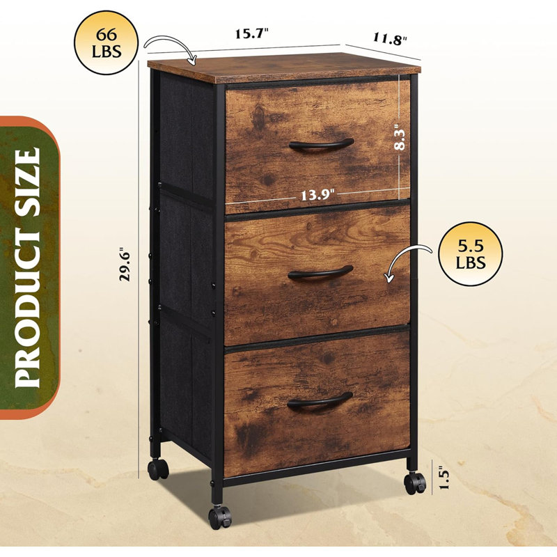 Commode 3 tiroirs Rustic Brown