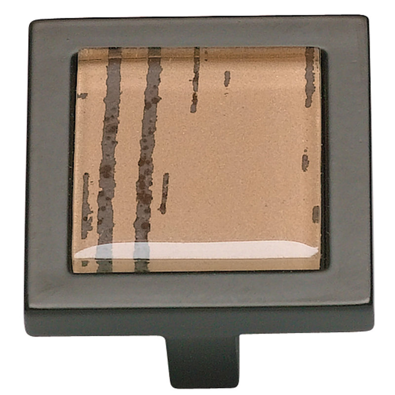 Spa 1 3/8" Length Square Knob, Aged Bronze/Tiger