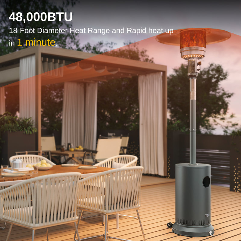 Gray Round Table Design Outdoor Propane Patio Heater
