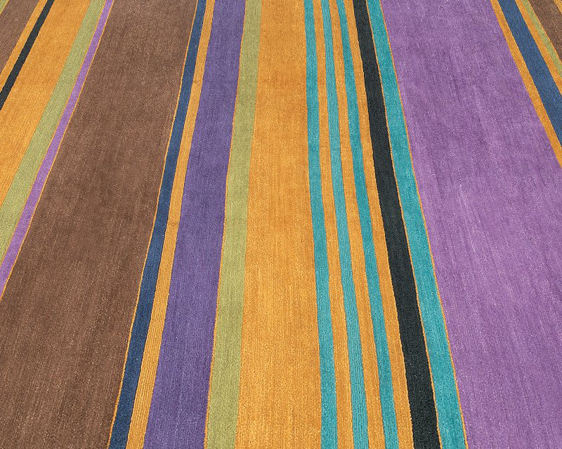 Copacabana Wool Striped Area Rug in Brown/Orange/Purple, Rectangle 12' x 16'