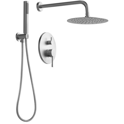 10" Rainfall Round Wall Mount Shower System with Handheld Spray