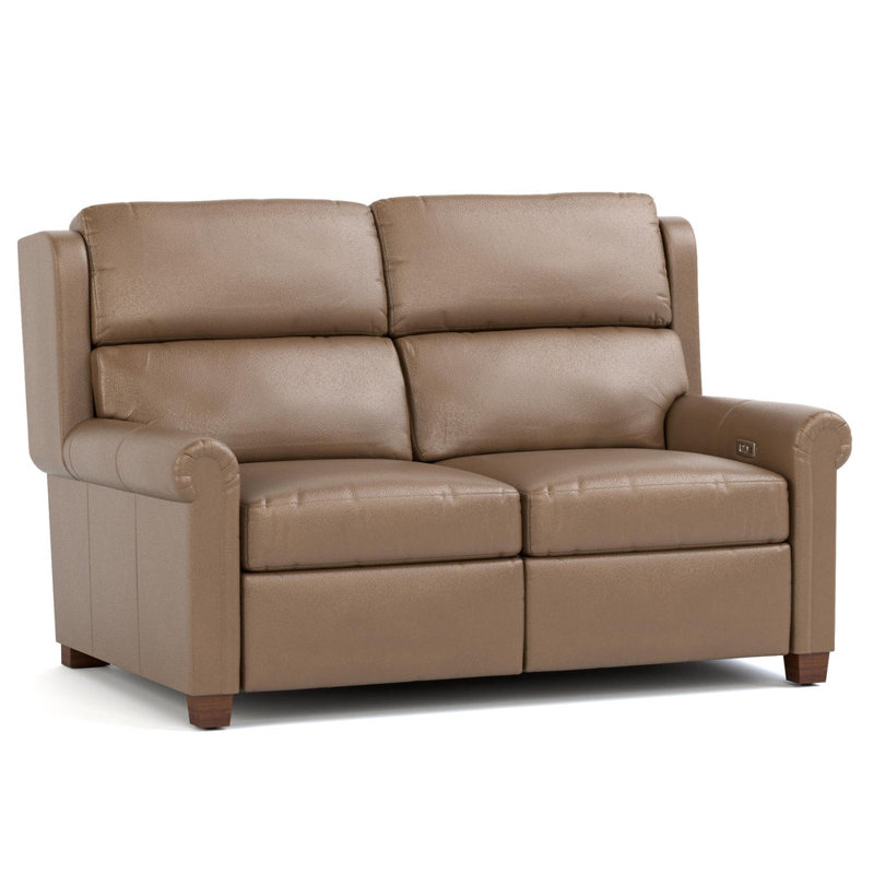 Woodlands Small Roll Arm Motion Loveseat With Nails, No, Selvano Granite