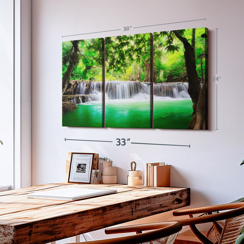«Huay Mae Khamin Waterfall» sur, H 24 po x l 38 po x P 1,25 po