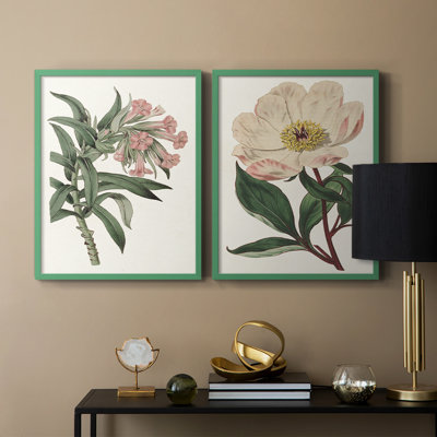 «Pink Floral Mix VI», reproduction encadrée de qualité supérieure - prête à être accrochée - aucun clou requis - aucun clou requis
