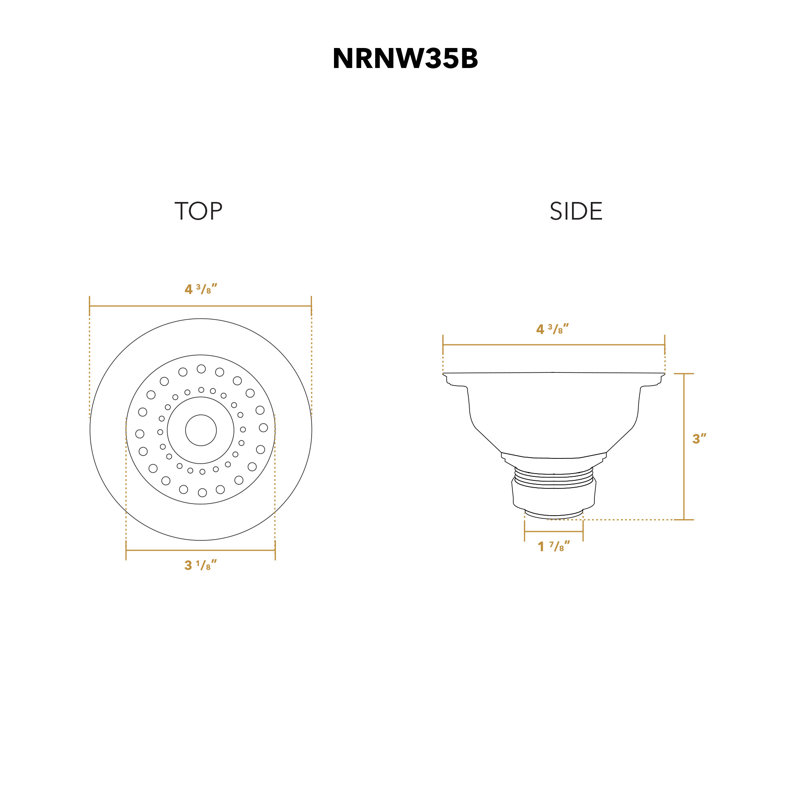 Whitehaus 3-1/2" Solid Stainless Steel Basket Strainer With Polished Finish and Lift Stopper