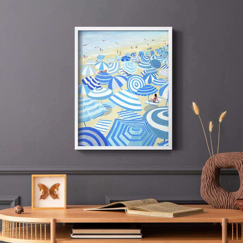 Ciel bleu plage, reproduction encadrée - bois massif, Blanc, H 10 po x l 8 po