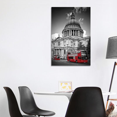 London St. Paul’s Cathedral And Bus by Melanie Viola - Print on Canvas