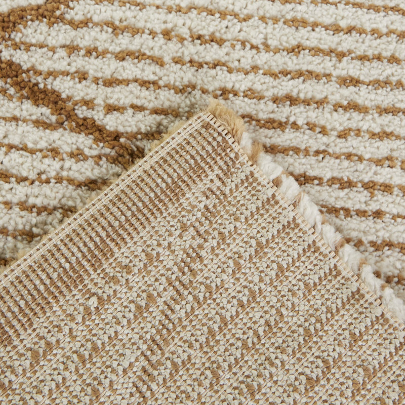 Tapis à rayures géométriques brun Ciardi, Rectangle 5 pi 3 po x 7 pi